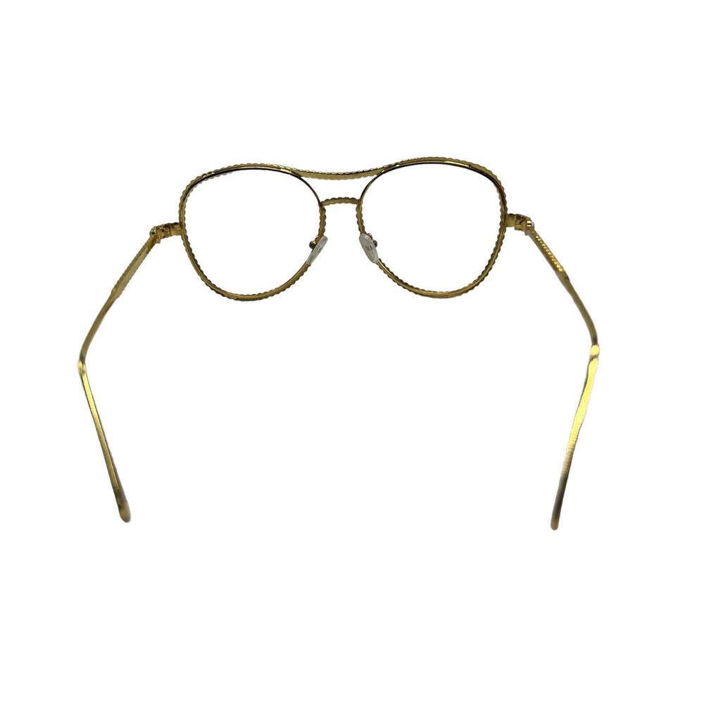 Women Decorative Rhinestone Clear Lens Eyeglasses Gold toned - Picture 4 of 8